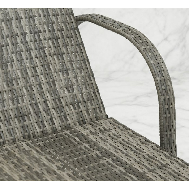 Chaise longue en rotin à dossier ajustable, chaise longue d'extérieur avec roulettes, coussin et appui-tête