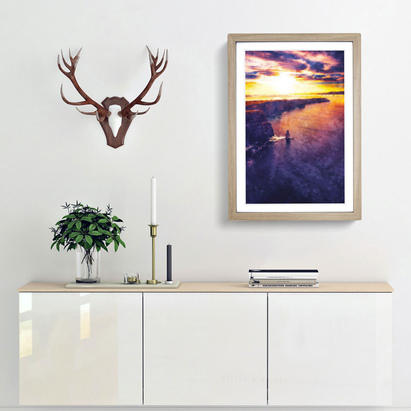 Sunset - Picture Frame Graphic Art Print, Oak Framed, 87cm H x 62cm W x 2cm D