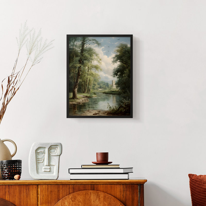 «Vintage Landscape CXCV III» sur papier, Noir, H 10 po x l 8 po