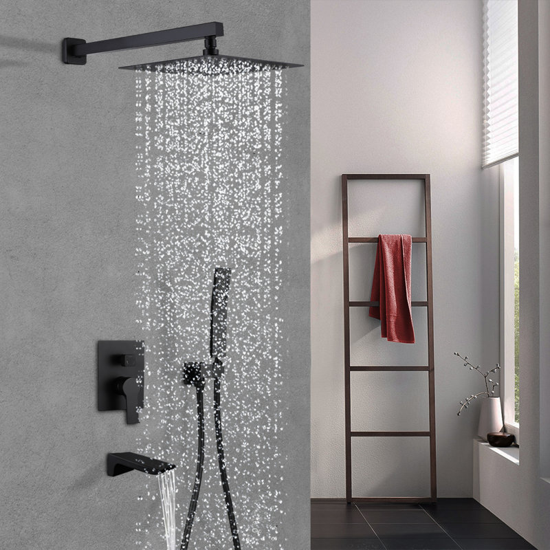 Système de douche mural, Noir mat