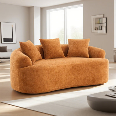 Curved Loveseat Full Compression Sponge Sofa, No-Assembly Compact Sofa For Small Spaces & Apartments, 300 Lbs Capacity