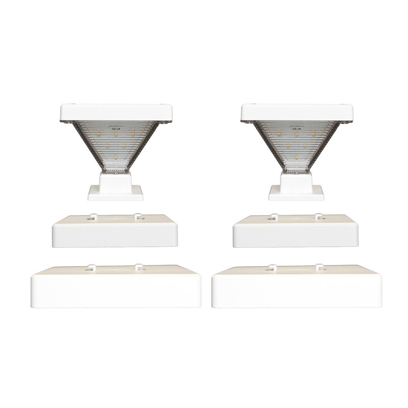 Luxor White Solar LED Post Cap Lights with Dusk to Dawn Mode (Set of 2)