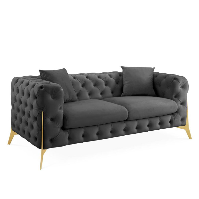 Spiceland 2 Seater Velvet Sofa, Grey