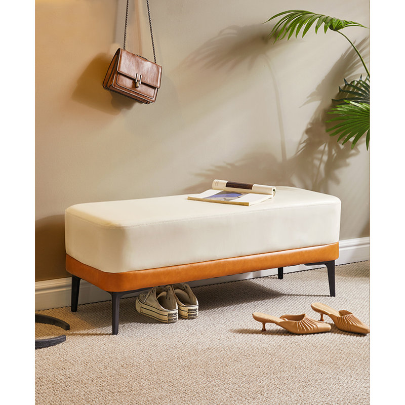 Banc de luxe tapissier 39,37 pouces, H 14,57 po x l 39,37 po x P 15,75 po