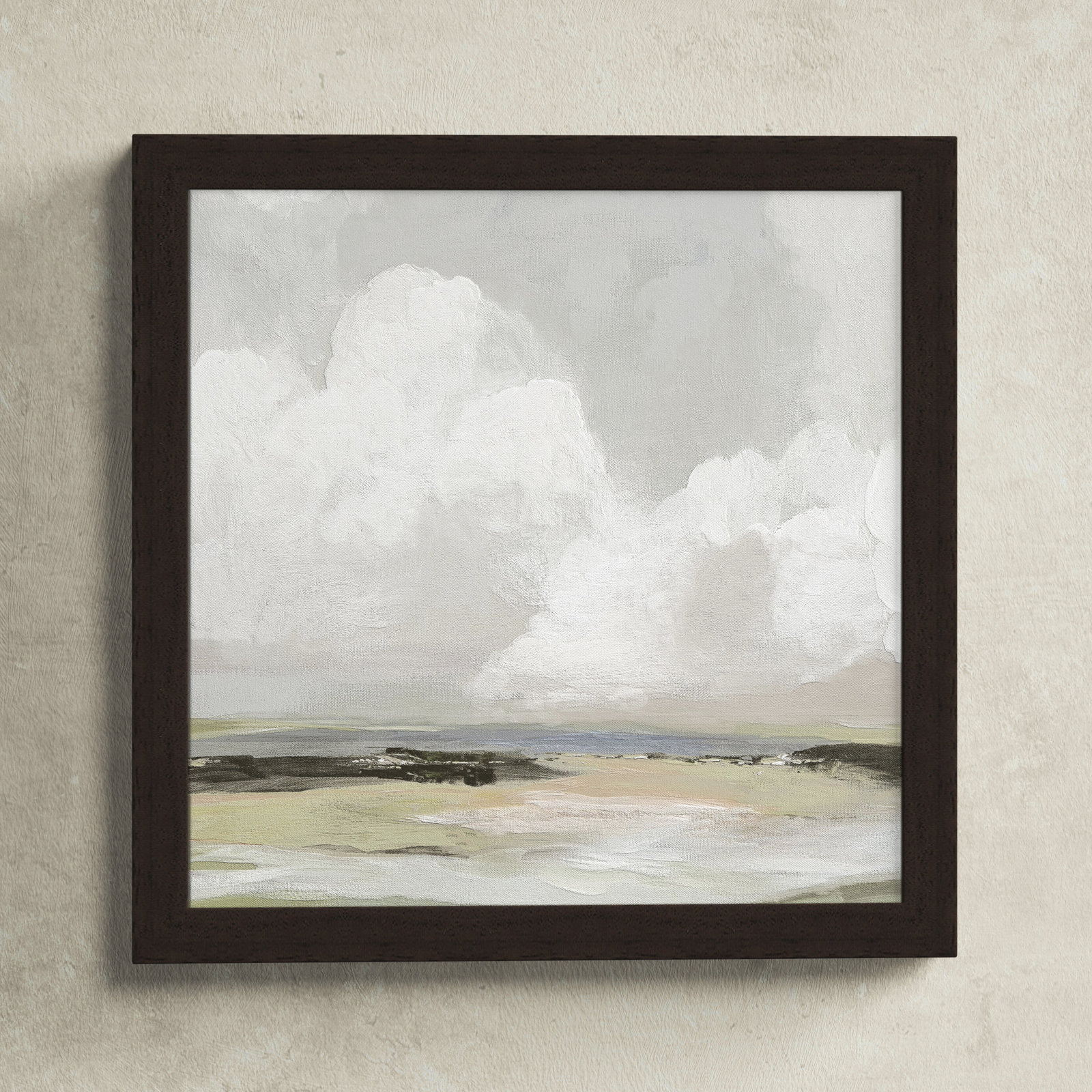 Soft Clouds - Picture Frame Painting Print, Walnut Framed, 18" H x 18" W x 1.12" D