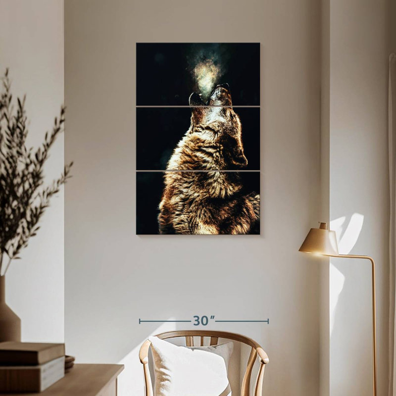 Brampt Dark Howling Wolf, 57" H x 36" W