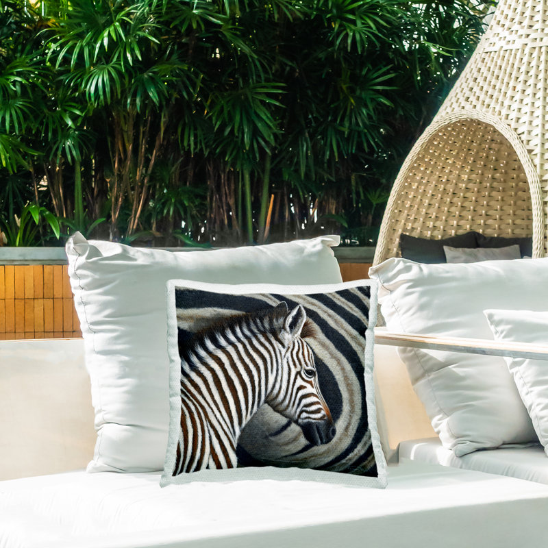 Keeping Close Zebra Stripes Outdoor Printed Pillow design by Jeremy Paul