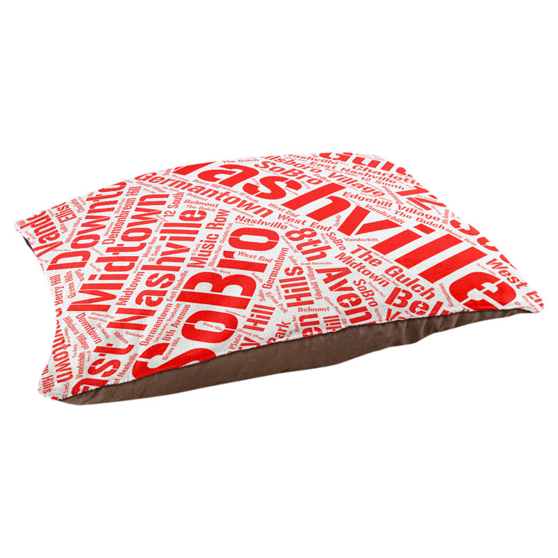 Coussin de chien « districts », Rouge, Très grand (H 17 po x l 50 po x P 40 po), Nashville