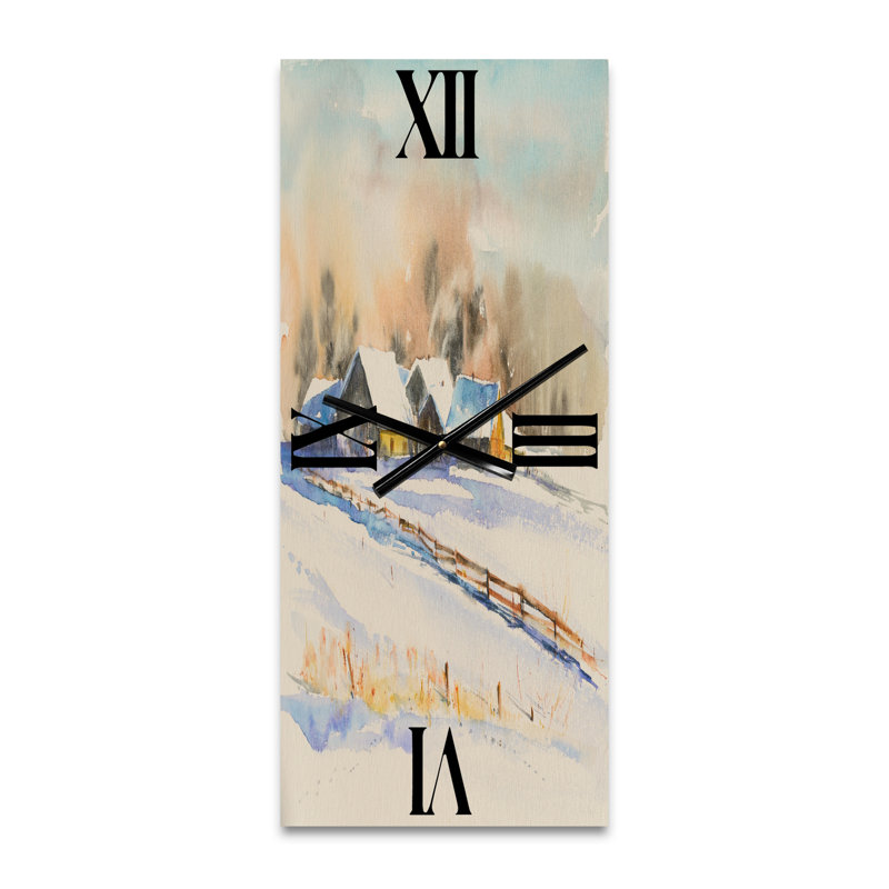 Horloge murale petit village au coucher du soleil Covewith, Grand