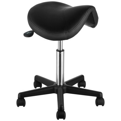 Height Adjustable Swivel Saddle Stool with Wheels, 400 LBS Capacity Thickened PU Leather Rolling Chair, Ergonomic Mobile Seat for Salon, Spa, Tattoo & Medical Clinic