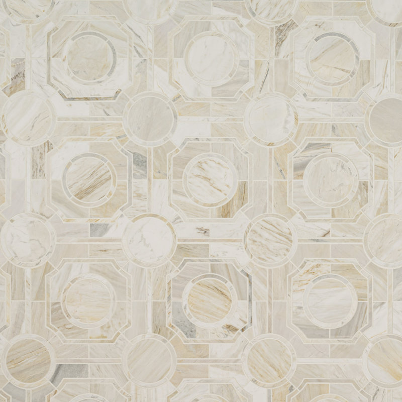 Selene Oro Galleria 10 in. x 10 in. Polished Marble Mosaic Floor and Wall Tile
