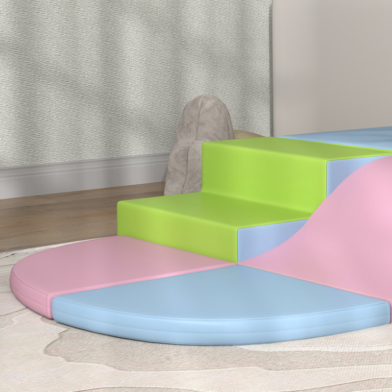 Larrison Isabelle & Max 6 Piece Kids Soft Play Set for Toddler 1-3 Years Old, Pink/Green/Blue