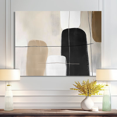 Minimal And Geometric Compositions In Nature Tones - Abstract Midcentury Metal Wall Decor