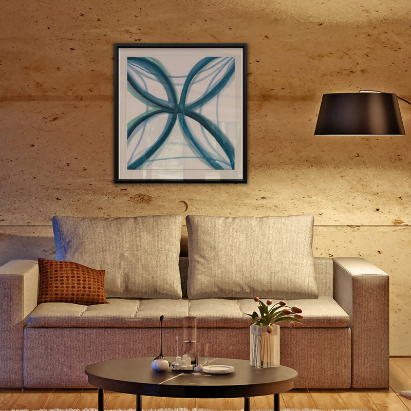 « bold blue i », impression sur toile, H 30,5 po x l 30,5 po x P 1,5 po, Cadre plastique noir