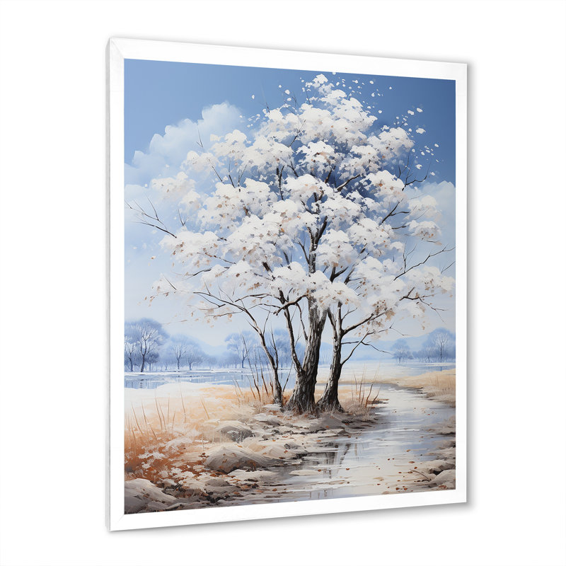 «White Maple Trees Landscape» sur toile, Cadre photo blanc, H 44 po x l 34 po x P 1,5 po