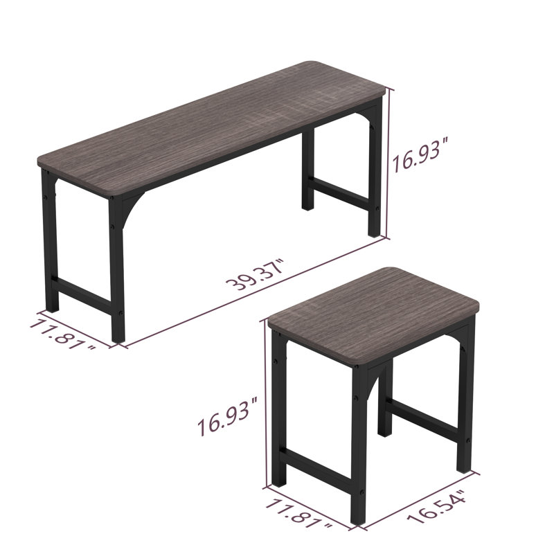 Ilias 3 Piece Set Side Chairs with Bench
