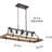 Rustic Farmhouse Chandelier With Wood And Metal Design, 5-Light Linear Ceiling Fixture For Dining Room And Kitchen Island-172287276