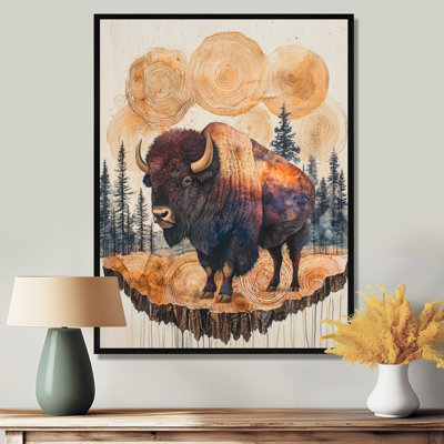Ginni American Bison Into The Prairies I - Bison Framed Art