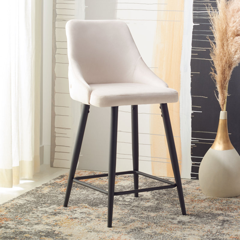 Kelsey Upholstered Counter Stool with Metal Frame, Beige