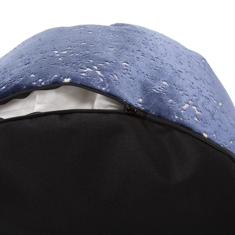 Pouf rond de 22 po de largeur, Mélange de polyester saphir Pasini