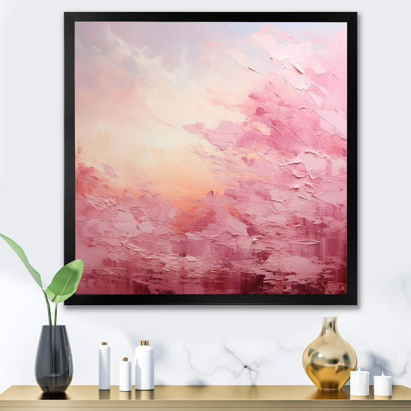 Pink Horizon - Abstract Landscape Canvas Art Print, Cadre photo noir, H 36 po x l 36 po x P 1,5 po