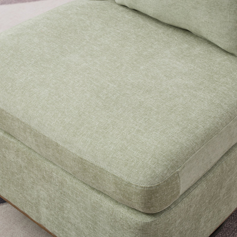 Fauteuil de chambre rembourré pivotant, Chenille vert pâle