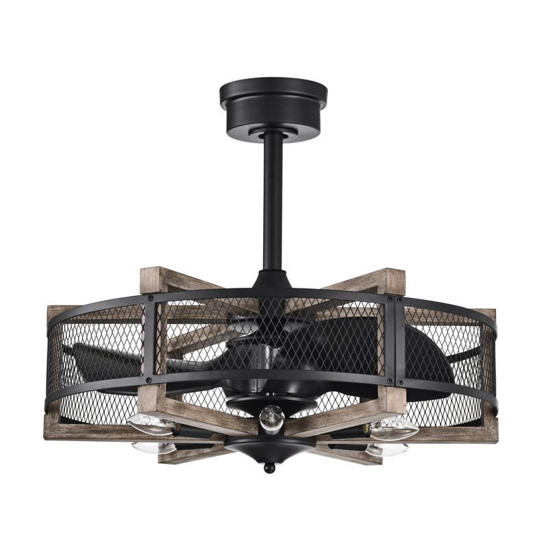Ventilateur de plafond en cage à 3 pales 12,99 "avec télécommande et ensemble d'éclairage inclus Sheanna
