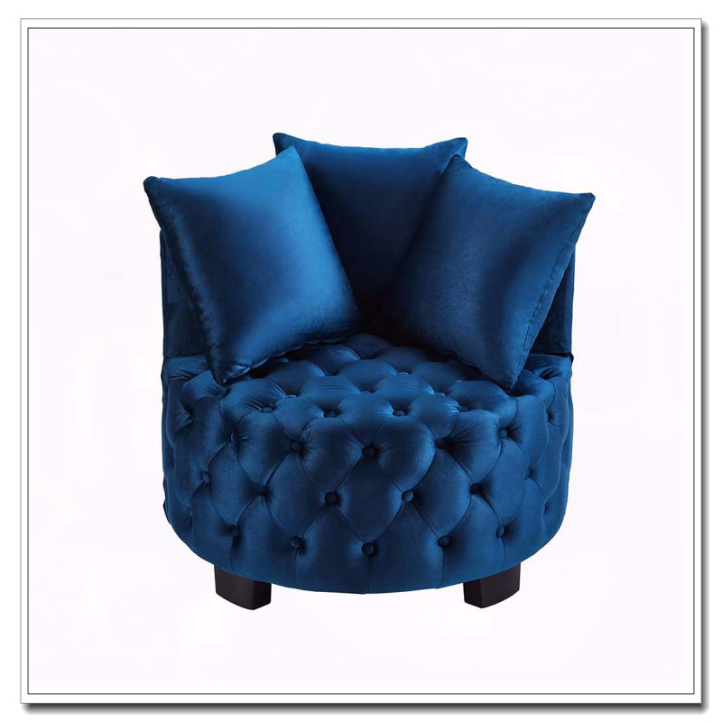 Contemporary Upholstered Tufted Leisure Chair Accent Chair,Navy