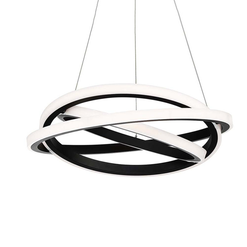 Veloce 26" Black LED Chandelier with White Silica Diffuser