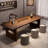 Tan Rectangular Solid Wood Butterfly Leaf  Dining Table-1115413455