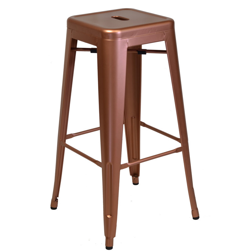 Tabouret de bar en acier inoxydable, 30" H x 17,5" L x 17,5" D