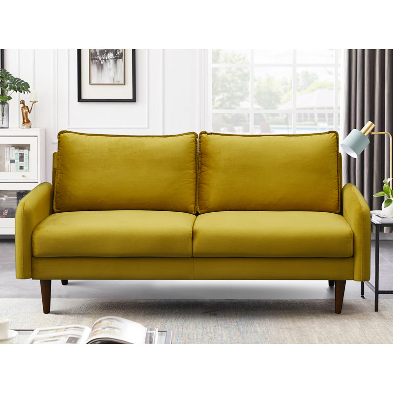 Gelsomino 70.5" Velvet Round Arm Sofa, Gold Velvet