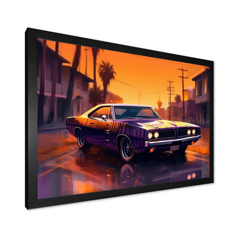 Marietta, mauves et jaunes rugissant sur toile, Cadre photo noir, H 12 po x l 20 po x P 1 po