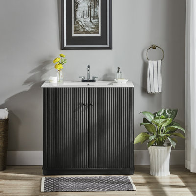 Meuble-lavabo 36 po en chêne noir