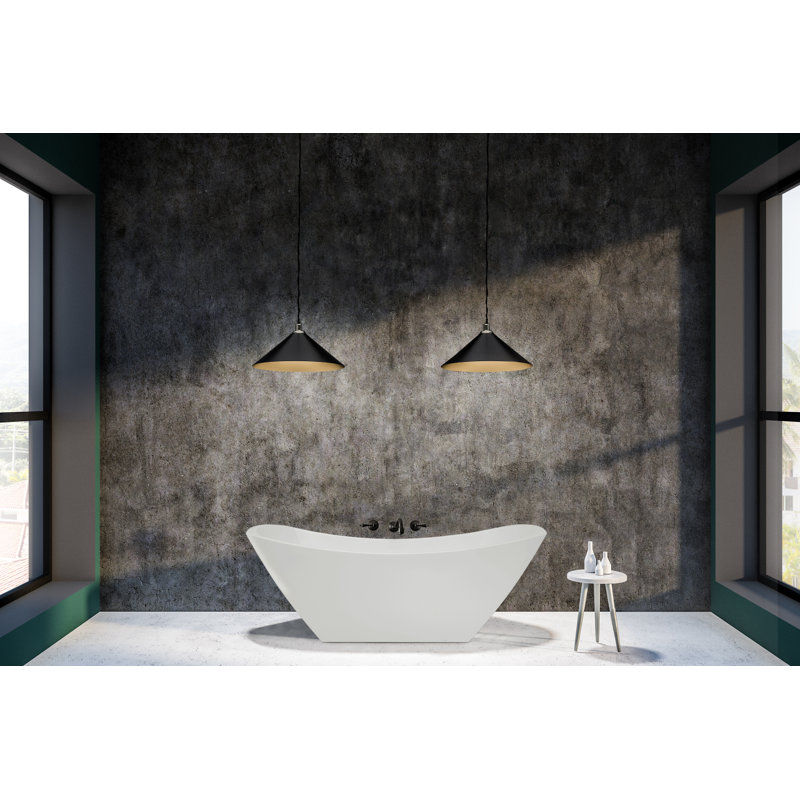 Denali 70'' x 36'' Soaking Solid Surface Bathtub, Matte White