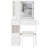 29.2" Small Size Left Drawer Desktop Vanity Table + Cushioned Stool, 2 AC+2 USB Power Station, Hair Dryer Bracket, Extra Large Touch Control Sliding LED Mirror, Tri-Color Switching, Brightness Adjust-1291380387