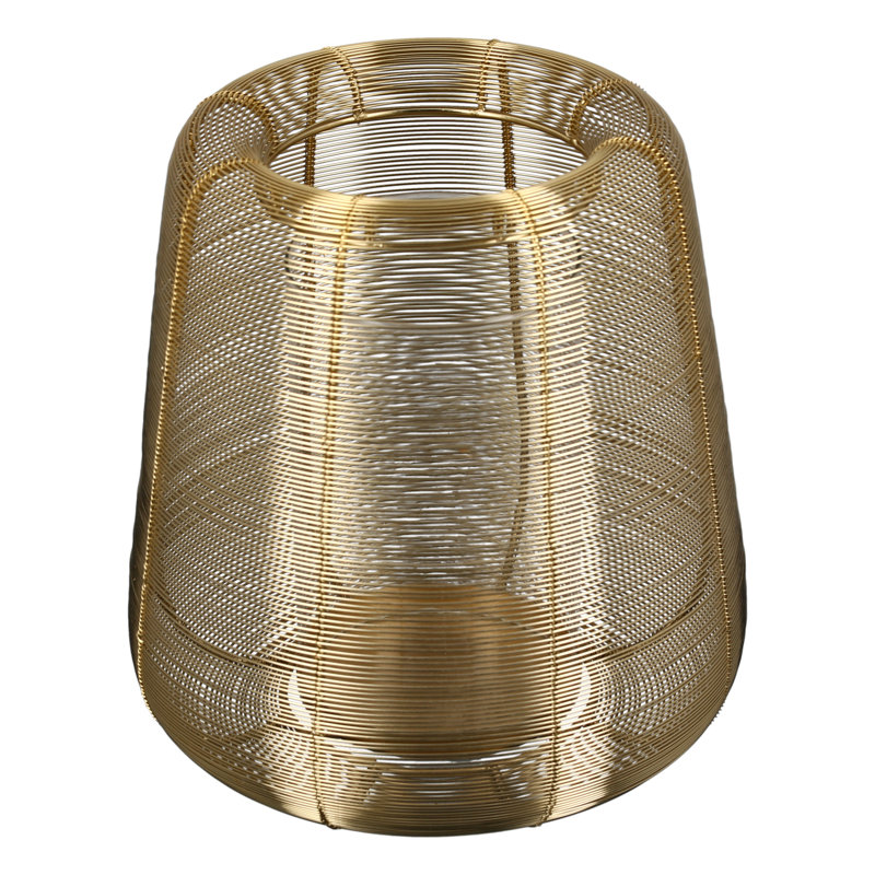 Lucerno Metal Tabletop Lantern, Gold, 35cm H x 30cm W x 30cm D