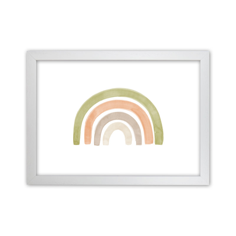 Watercolour Rainbow I - Green - Print, White Framed Canvas, 46cm H x 63cm W x 3cm D