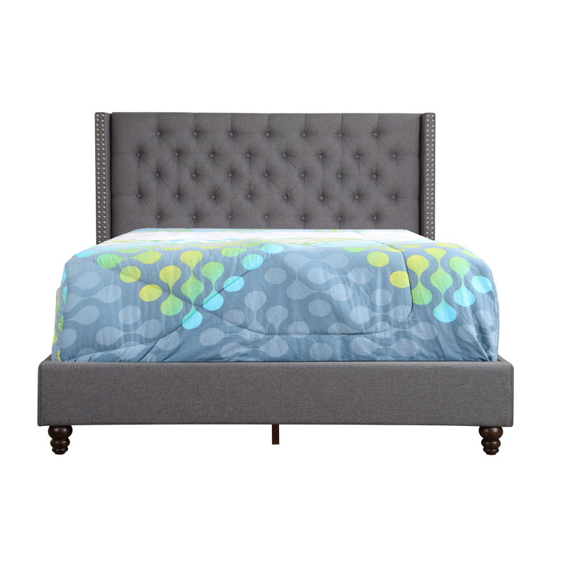 Ashe Upholstered Wingback Bed, Full / Double, Light Gray