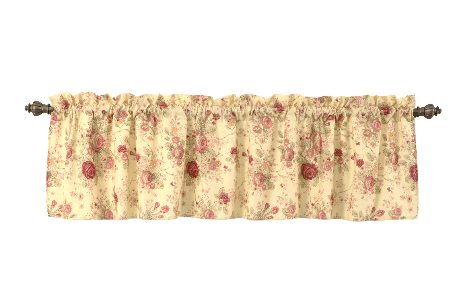 Antique Rose Curtain Valance, Ecru