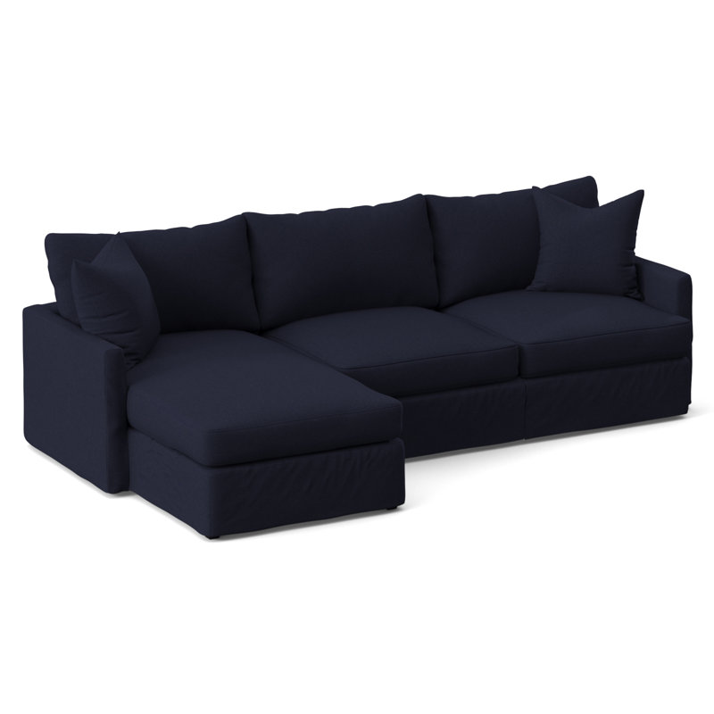 Hartig Upholstered L-Shaped Sectional, Left Hand Facing, Canvas Navy Sunbrella® Canvas