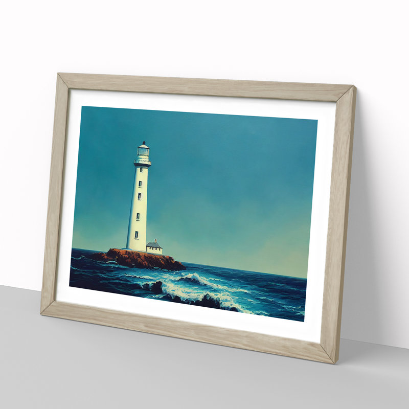 Captivating Lighthouse - Single Picture Frame Print, Oak, 34cm H x 46cm W x 2cm D