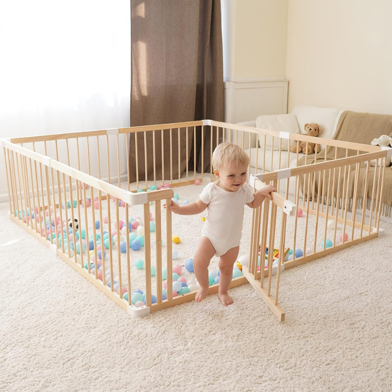 Parc pour bébé en bois de pin massif naturel, H 24 po x l 78,74 po x P 55,12 po