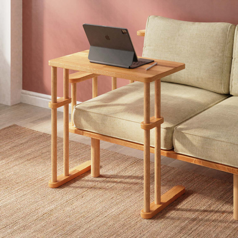 Brooklyn Solid Wood C Table – Rectangular Compact End Table For Sofa, 26.80" H x 25.60" W x 15" D