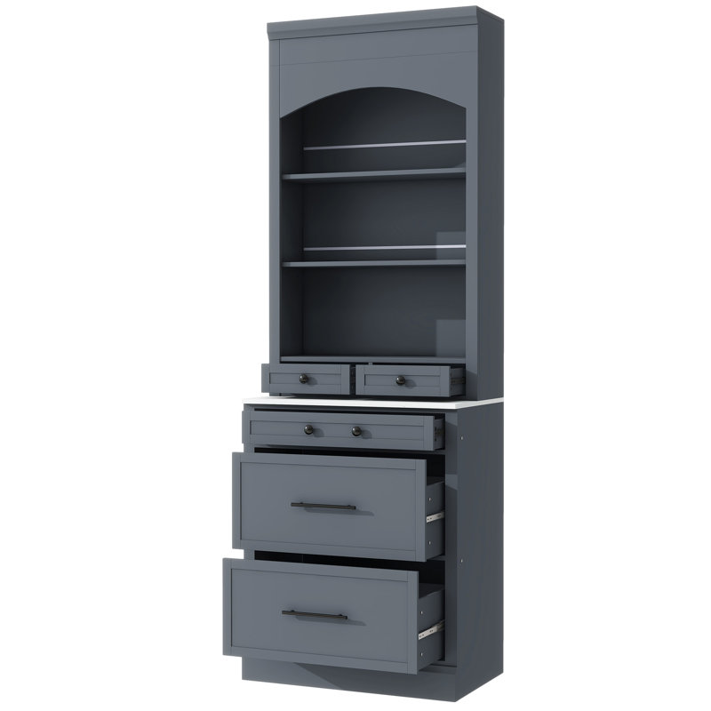 Garde-manger de 83,7 pouces de hauteur moderne TopMAX , Gris / Noir