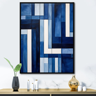 «Blue White Sapphire Symmetry I - Abstract Shapes», art sur toile
