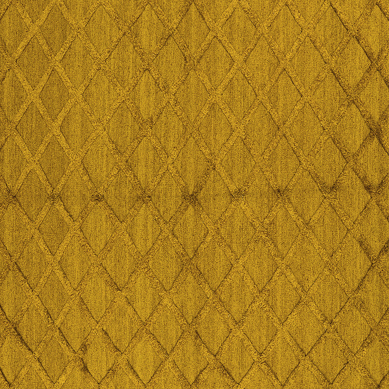 Tapis jaune en laine / polyester tissé à la machine Calline, Carré 7 pi