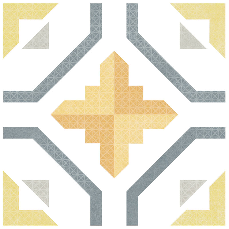 Prisma 9-3 / 4 po X 9 3/4 po Carreau de porcelaine pour plancher et mur, Blanc / jaune
