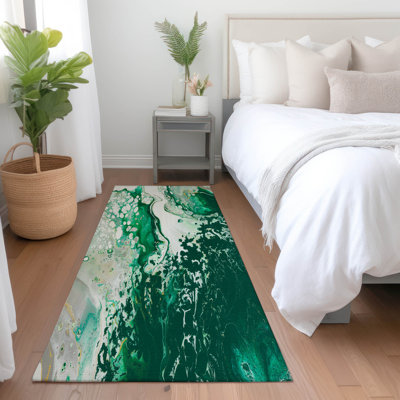 Premium Machine Washable Chananya Green Rug