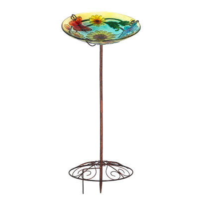 Kashara Glass Single Tier Birdbath